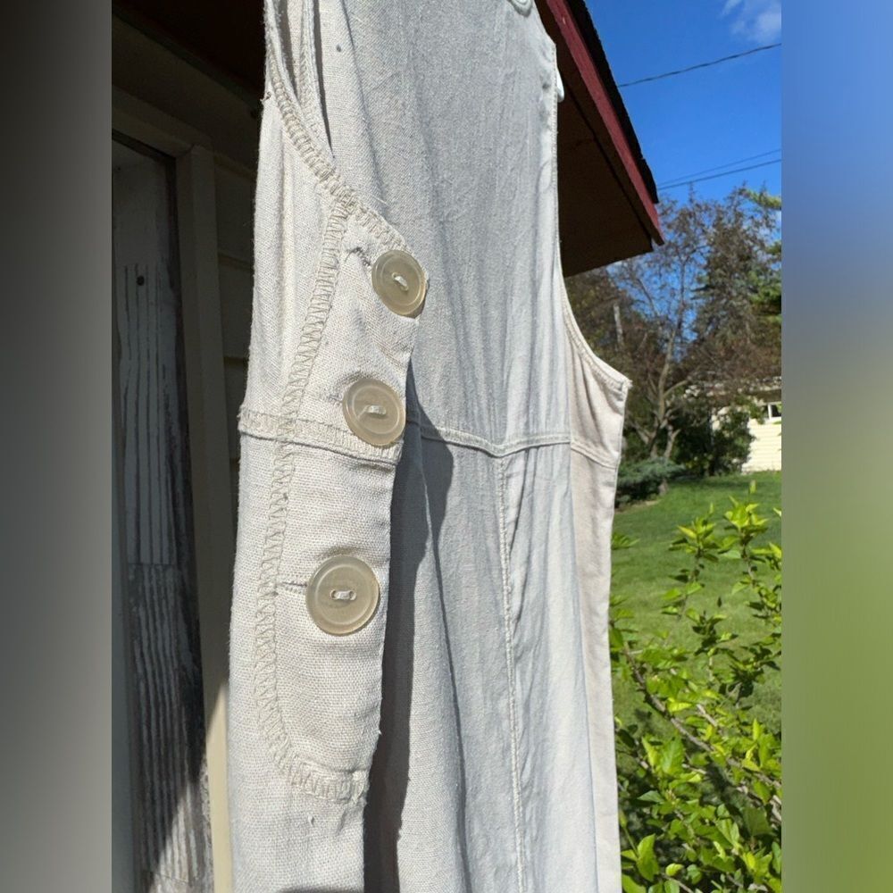 White Stag Linen Blend Lagenlook Tank Maxi Dress Shift Boho Size M Coastal Airy — image 2 of 8